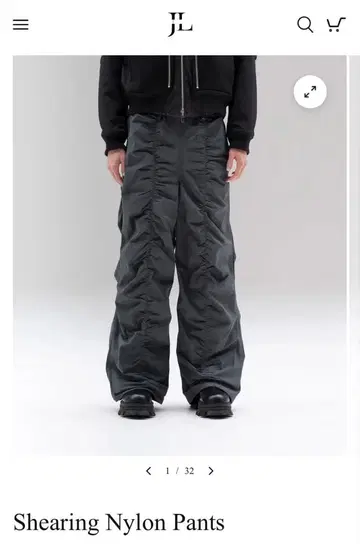 [ jentlouis ] 셔링 나일론 팬츠 L 사이즈 카키