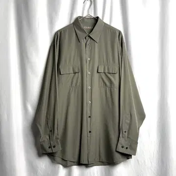 90s EXACT 레이온 셔츠 L 그레이 카키 무지