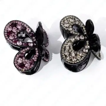 나비 모양 헤어 클립 스톤 포함 2세트