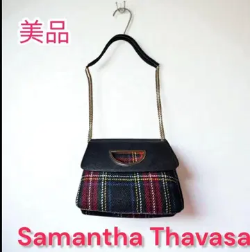 사만사 타바사 체크 무늬 숄더백