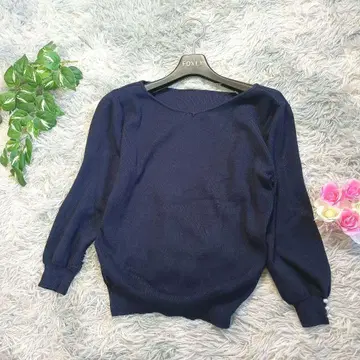 [ 아푸와이저 리셰 ] 벌룬 슬리브 니트 (2) 네이비 펄소매 M