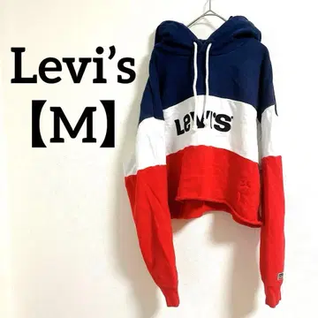 Levi's 크롭 후드티 [ M ] 네이비/레드/화이트 트리콜로르
