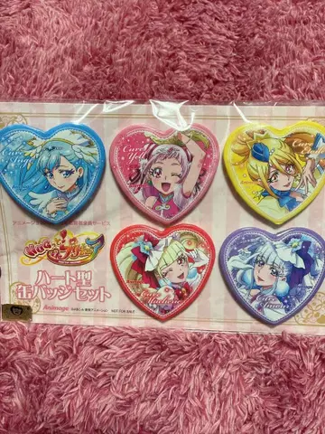 HUG! 프리큐어 하트형 캔뱃지 세트 5개입