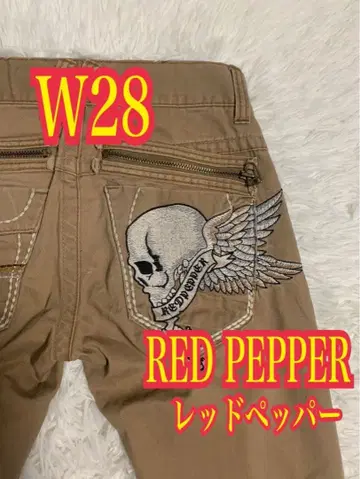 RED PEPPER 치노 팬츠 데님 청바지 스컬 바이커 W28