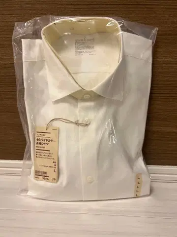 무인 화이트 L 사이즈 세미 와이드 칼라 긴팔 셔츠