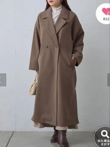 가격 인하 새상품 사이드 슬릿 롱 테일러드 코트 브라운