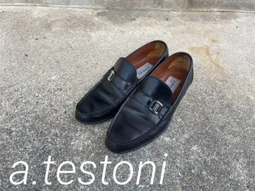 a.testoni (아 테스토니) 가죽 비트 로퍼 블랙