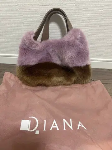 DIANA 다이애나 퍼 핸드백 바이컬러 핑크 브라운