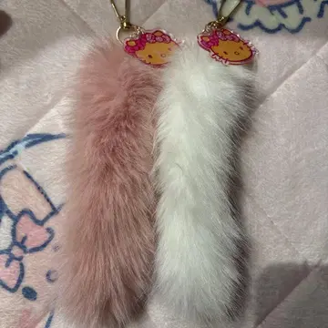 레오파드 무늬 갸루키티 꼬리 참 세트