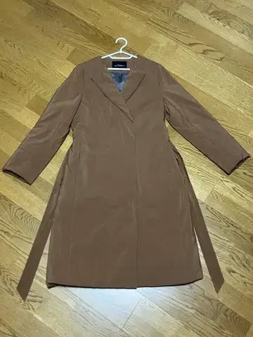 브라운 더블 브레스트 롱 코트