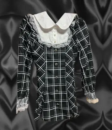 양산형 지뢰계 체크 무늬 긴팔 셋업