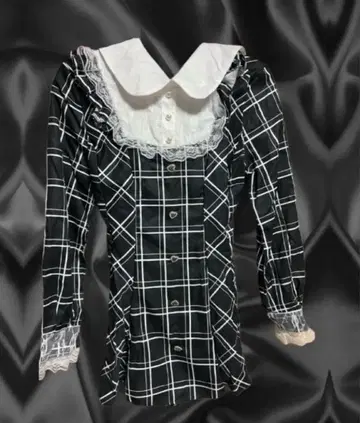 양산형 지뢰계 체크 무늬 긴팔 셋업