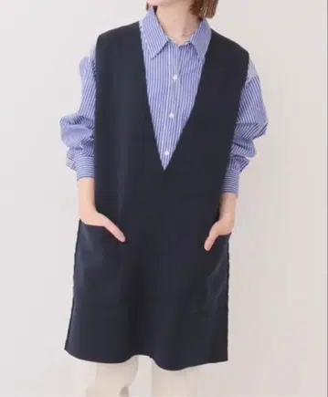 Spick&Span 스픽앤스팬 롱 니트 베스트 네이비