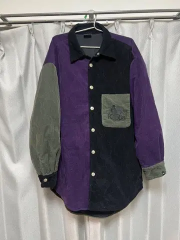 GU Kappa 코듀로이 패딩 자켓 보라색/블랙/그레이