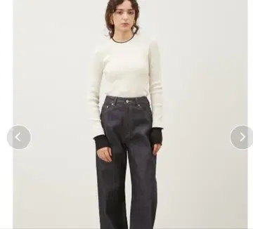 미사용 Mila Owen 바이컬러 소매 레이어드 리브 니트