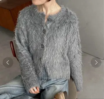 feepur 울 혼방 샤기 숏 가디건 상의