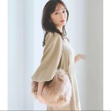 anuans 후쿠레 자카드 볼륨 슬리브 원피스