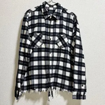 glamb 데미지 플란넬 셔츠 체크 셔츠 긴팔