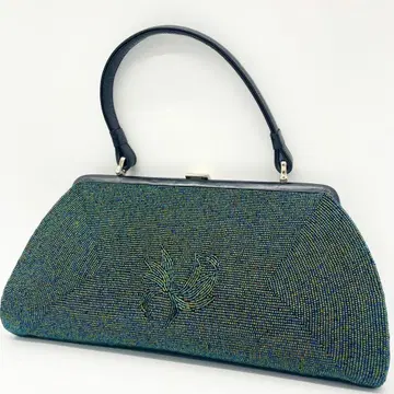 총 비즈 핸드백 가마구치 꽃무늬 파티 백 그린 계열 관혼상제