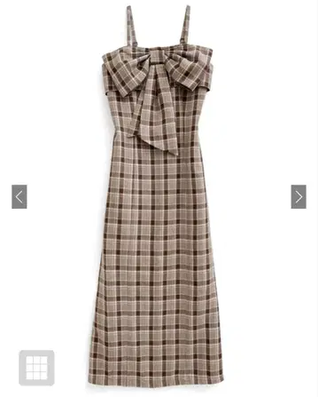 체크 무늬 프론트 리본 롱 원피스[ta183] grl 브라운