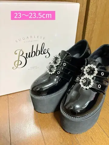 Bubbles 박스 포함 비쥬 포함 블랙 통굽 로퍼 37