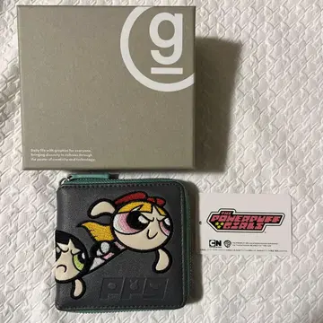 파워퍼프걸스 접이식 지갑 그레이 PPG 지퍼 지갑