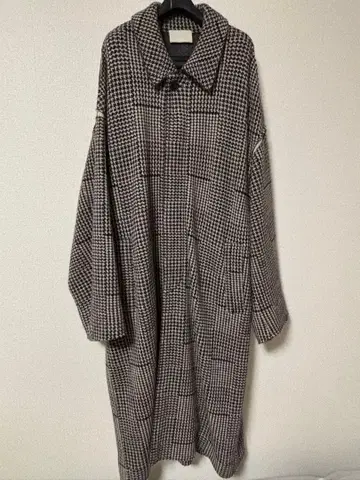 YOKE 오버사이즈 건컬브 체크 니트 코트