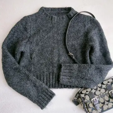 데이지/SHEIN 크롭 니트 보틀넥 스웨터 한국 Y2K M