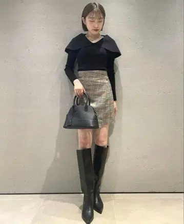 체크 무늬 랩스커트 사이즈 s