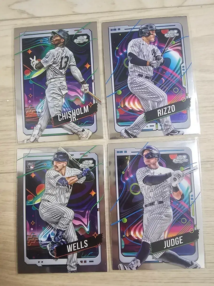 뉴욕 양키스 코스믹 크롬 Topps Chrome 야구 카드 4장 세트