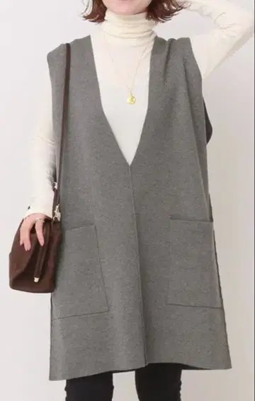 Spick&Span 스픽&스팬 롱 니트 베스트 그레이