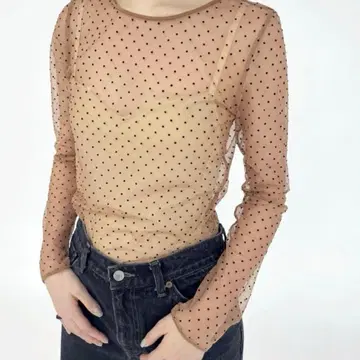 edit for lulu 시어 도트 튤 상의