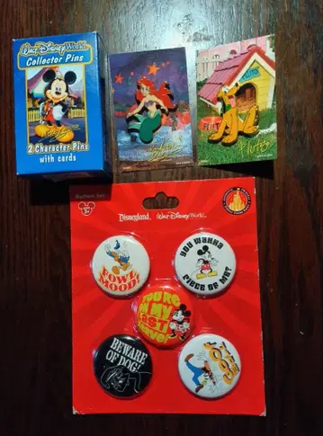 월트디즈니 월드, 핀 배지 2개, 캔뱃지 5개 세트