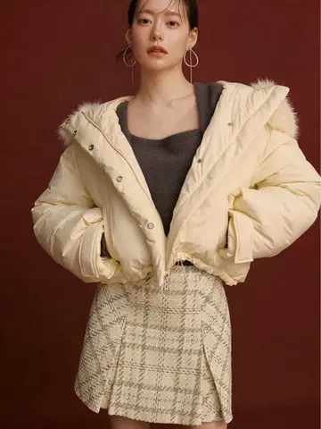 snidel 후드 퍼 숏 다운