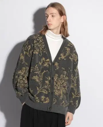 HARE 레트로 플라워 몰 니트 가디건 그레이 17s