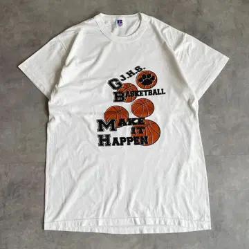 러셀 애슬레틱 T셔츠 프린트 90s USA제 M 화이트 13344