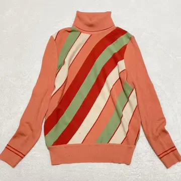 울 100% Y2K 헤이세이 레트로 리브 니트 스웨터 터틀넥