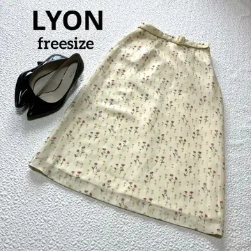 LYON 프리 꽃무늬 허리 벨트 A라인 스커트 크림