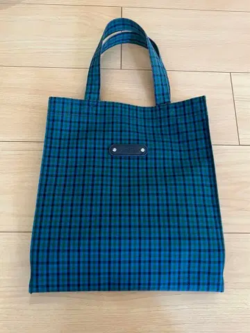 파미리아 파랑 체크 토트백 대 블루