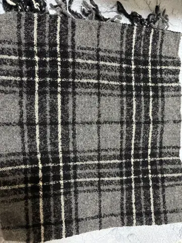 롱 체크 무늬 울 머플러