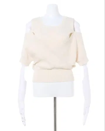 오프숄더 반팔 니트 크림색