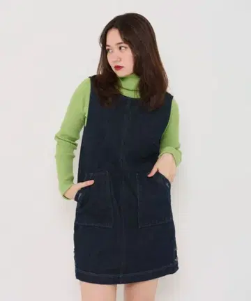 tinajojun 데님 오버롤 스커트 인디고 미니 원피스