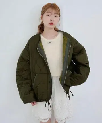 Kastane [리버서블] 퀼팅 미들 자켓 카키