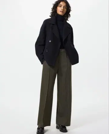 새상품 UNIQLO 브러쉬드 저지 와이드 팬츠 카키 XL