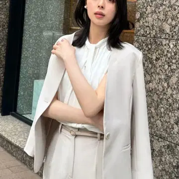 RUIRUE BOUTIQUE 스타일리시 비즈니스 정장 아이보리 5L