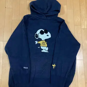 PEANUTS 피넛 스누피 자카드 후드티 니트 6L 새상품급