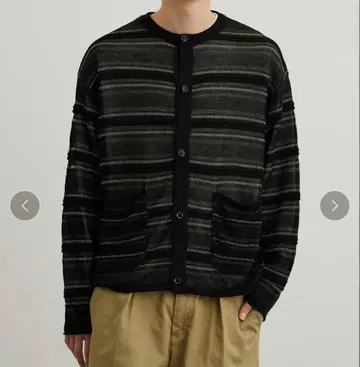 publictokyo 크루넥 메쉬 보더 가디건