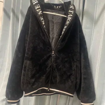 플리스 자켓 보아 블루종 블랙 후드 부착