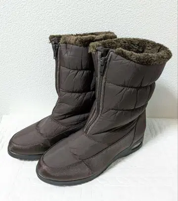 [1회 착용] 스노우 부츠 경량 방한 브라운 미끄럼 방지 24cm 4E