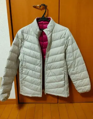 다운 자켓 M 사이즈 베이지/핑크 여성용